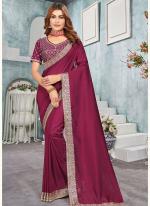 Vichitra Blooming Wine Festival Wear Embroidery Work Saree